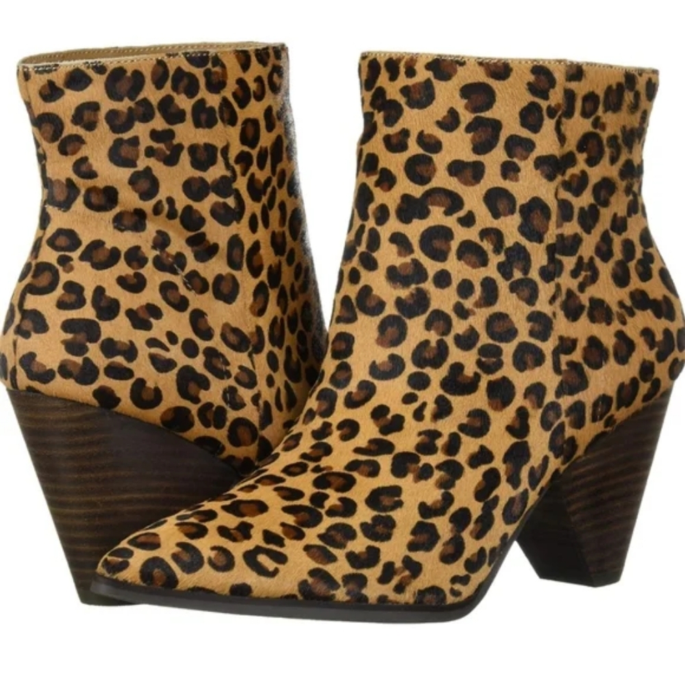 Lucky brand Munise leather cow hair leopard booties Size 9 - Picture 14 of 14